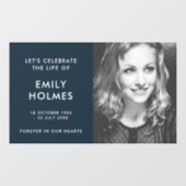 Moderne begrafenis | Navy Blue Stylish Memorial Raamsticker (Vel)