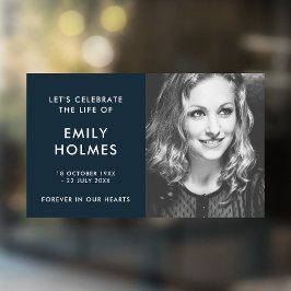 Moderne begrafenis | Navy Blue Stylish Memorial Raamsticker