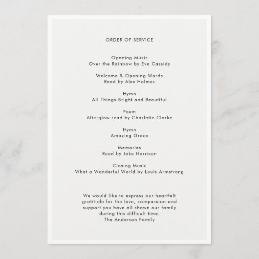 Moderne begrafenis | Orde van dienst Memorial Foto Programmakaart (Achterkant)