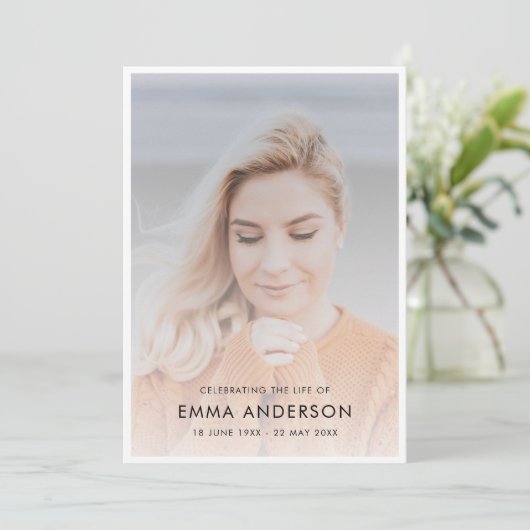 Moderne begrafenis | Orde van dienst Memorial Foto Programmakaart (Staand voorkant)