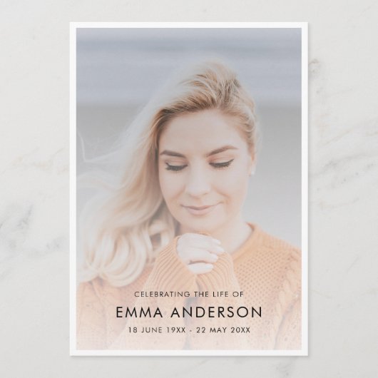 Moderne begrafenis | Orde van dienst Memorial Foto Programmakaart (Voorkant)