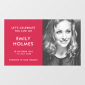 Moderne begrafenis | Roze herdenking van het leven Raamsticker (Vel)