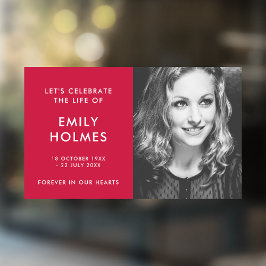 Moderne begrafenis | Roze herdenking van het leven Raamsticker