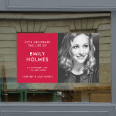 Moderne begrafenis | Roze herdenking van het leven Raamsticker