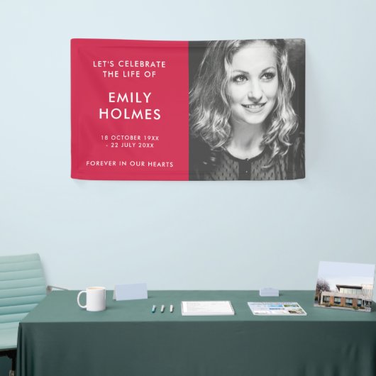 Moderne begrafenis | Roze herdenking van het leven Spandoek (Beurs)