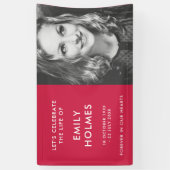 Moderne begrafenis | Roze herdenking van het leven Spandoek (Verticaal)