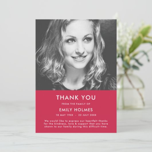 Moderne begrafenis | Roze viering van het leven Bedankkaart (Staand voorkant)