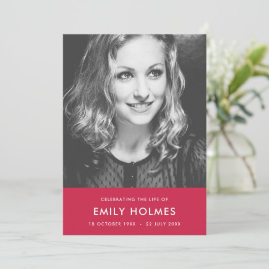 Moderne begrafenis | Roze viering van het Life-pro Programmakaart (Staand voorkant)