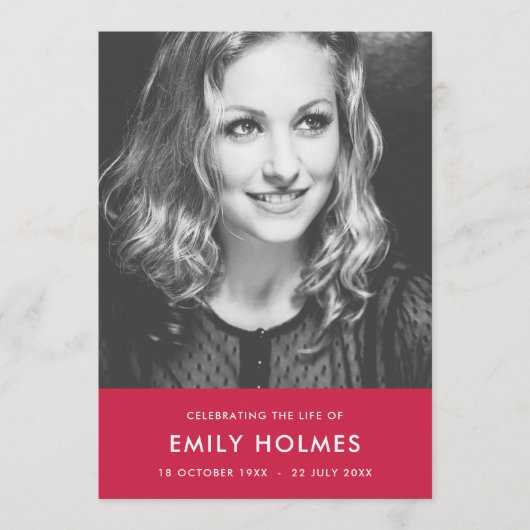 Moderne begrafenis | Roze viering van het Life-pro Programmakaart (Voorkant)