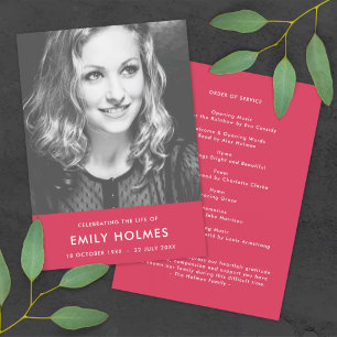 Moderne begrafenis   Roze viering van het Life-pro Programmakaart