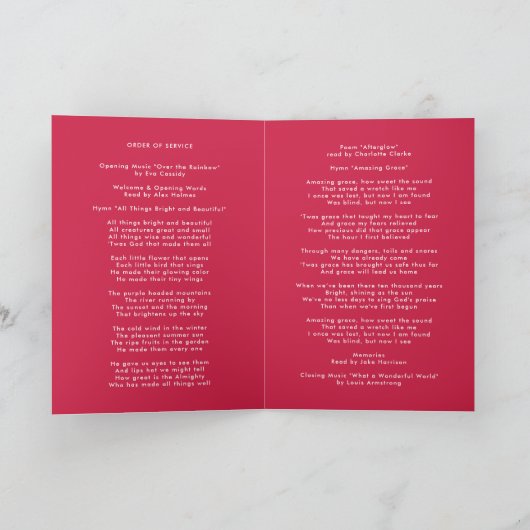 Moderne begrafenis | Roze volgorde van dienst verv Programma (Binnen)