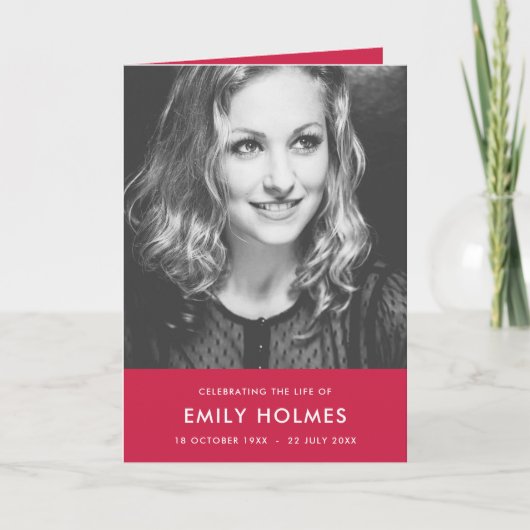 Moderne begrafenis | Roze volgorde van dienst verv Programma (Voorkant)