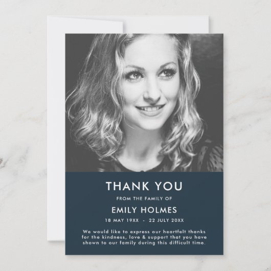 Moderne begrafenis | Scheepsblauwe viering van het Bedankkaart (Voorkant)