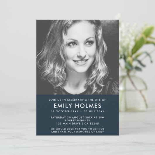 Moderne begrafenis | Scheepsblauwe viering van het Kaart (Staand voorkant)