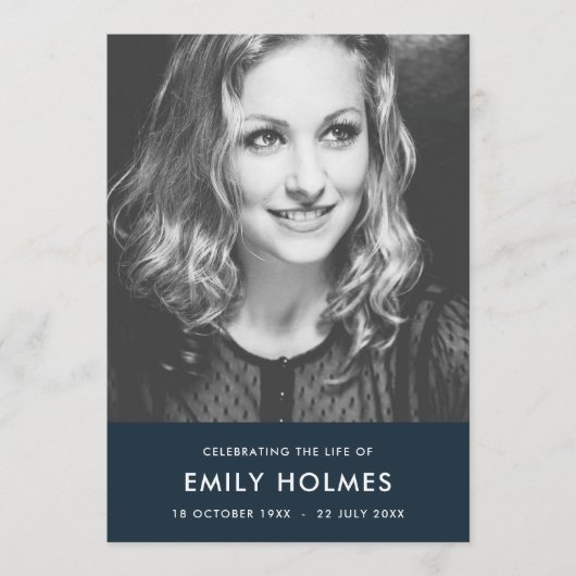 Moderne begrafenis | Scheepsblauwe viering van het Programmakaart (Voorkant)