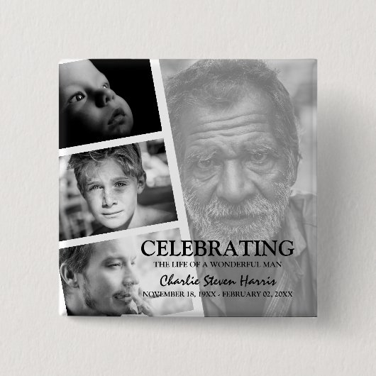 Moderne begrafenis van het verhaal van het fotolev vierkante button 5,1 cm (Voorkant)