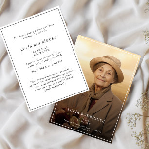 Moderne begrafenis viering Spaanse Memorial Foto Kaart