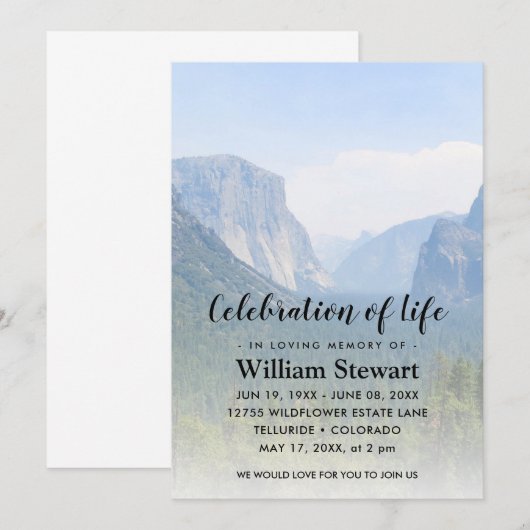 Moderne begrafenis | Viering van de bergen van het Kaart (Voorkant / Achterkant)