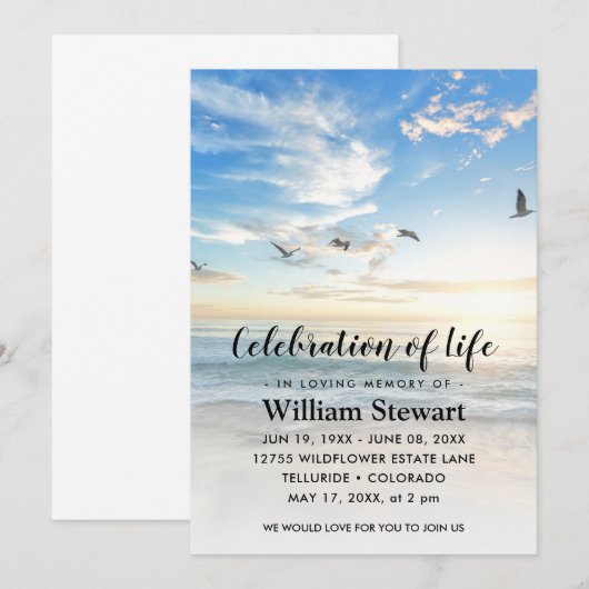 Moderne begrafenis | Viering van de "Life Beach Su Kaart (Voorkant / Achterkant)