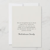 Moderne begrafenis | Viering van de minimalistisch Kaart (Achterkant)