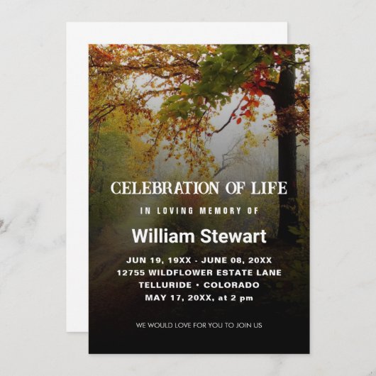 Moderne begrafenis | Viering van het bos van Life Kaart (Voorkant / Achterkant)