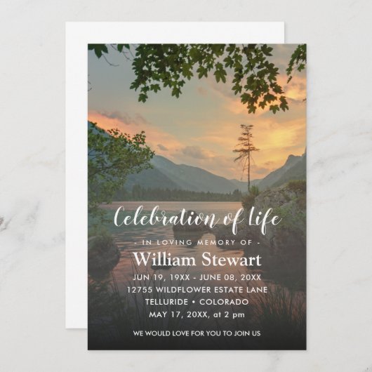 Moderne begrafenis | Viering van het meer van de z Kaart (Voorkant / Achterkant)