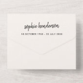 Moderne begrafenis | Viering van Life Foto RSVP Al All In One Uitnodiging (Achterkant)