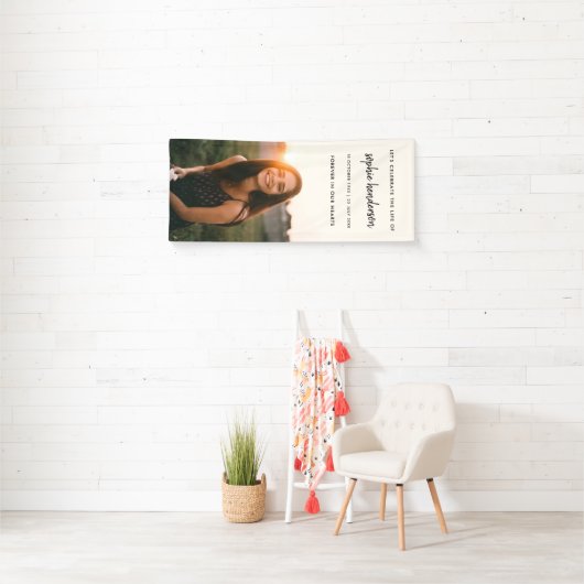 Moderne begrafenis | Viering van Life Photo Cream Spandoek (Insitu)