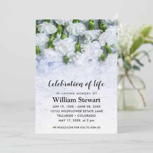 Moderne begrafenis | Viering van Life White Flower Kaart (Staand voorkant)