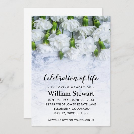 Moderne begrafenis | Viering van Life White Flower Kaart (Voorkant / Achterkant)