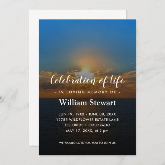 Moderne begrafenis | Zonnezonnige viering van het  Kaart (Voorkant / Achterkant)