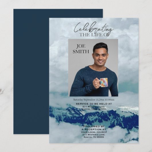 Moderne begrafenisdienst kaart (Voorkant / Achterkant)