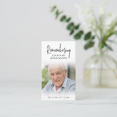 Moderne Begrafenisfoto Herinnering Naam Gebed Kaar Visitekaartje (Staand voorkant)