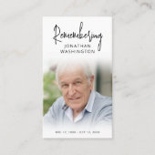 Moderne Begrafenisfoto Herinnering Naam Gebed Kaar Visitekaartje (Voorkant)