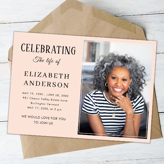 Moderne begrafenisfoto Minimalistisch eenvoudig sc Kaart