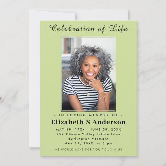 Moderne begrafenisfoto | Viering van het Leven Min Kaart (Voorkant)