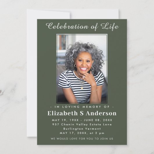 Moderne begrafenisfoto | Viering van het Leven Min Kaart (Voorkant)