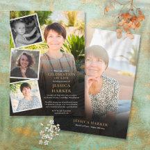 Moderne begrafenisfotocollage viering leven