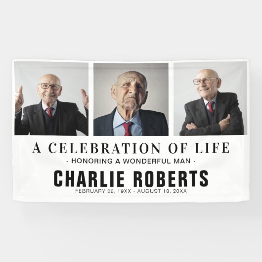 Moderne begrafenisfotocollage | Viering van het le Spandoek (Horizontaal)