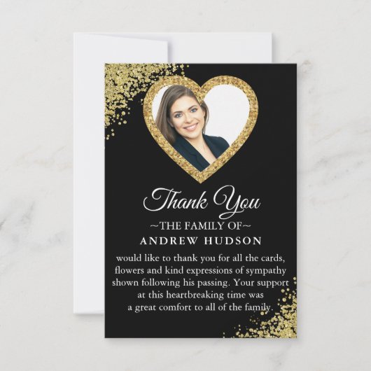 Moderne begrafenisfotokaart - Hartelijk dank Bedankkaart (Voorkant)