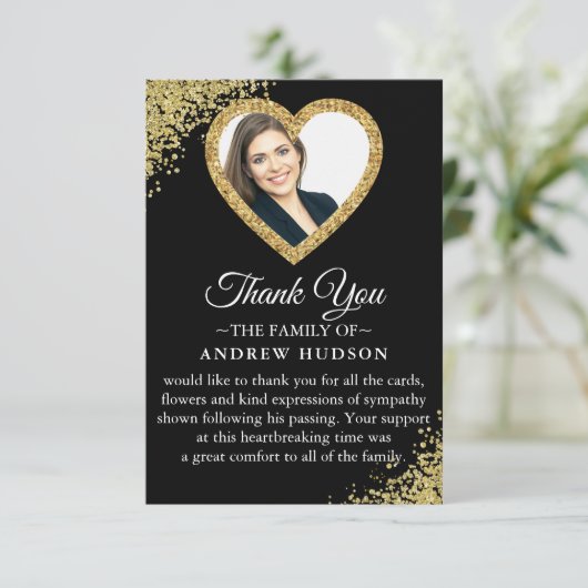 Moderne begrafenisfotokaart - Hartelijk dank Bedankkaart (Staand voorkant)