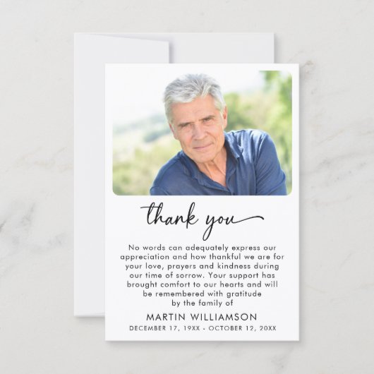 Moderne begrafenisfotoscript bedankt (Voorkant)