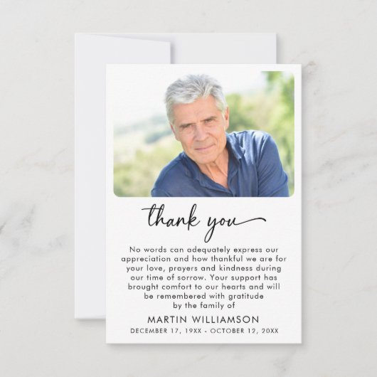 Moderne begrafenisfotoscript bedankt (Voorkant)