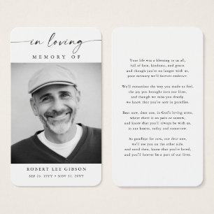 Moderne begrafenisfotosympathie Memorial Prayer Ka Visitekaartje