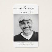 Moderne begrafenisfotosympathie Memorial Prayer Ka Visitekaartje (Voorkant)