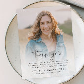 Moderne begrafenisherdenking Foto bedankt Briefkaart