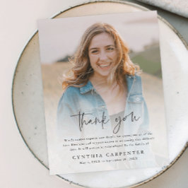 Moderne begrafenisherdenking Foto bedankt Briefkaart