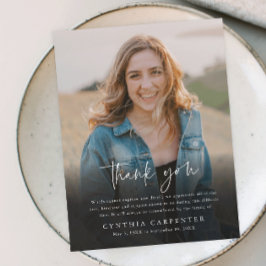 Moderne begrafenisherdenking Foto bedankt Briefkaart