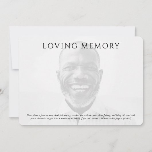 Moderne begrafenisherdenking Viering van het leven Kaart (Achterkant)