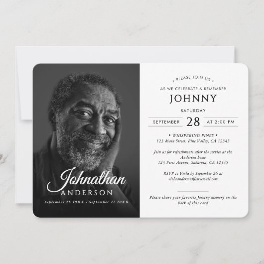 Moderne begrafenisherdenking Viering van het leven Kaart (Voorkant)